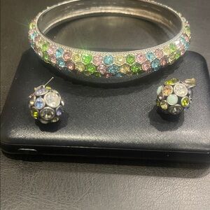 Lucky Brand Multicolor Crystal Bracelet and Earring Set